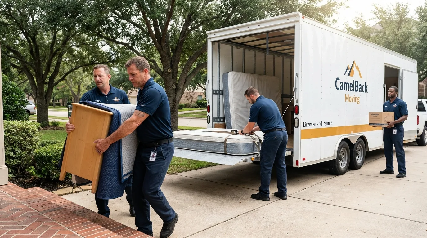 Crew loading residential truck for cross-state move from Littleton, CO